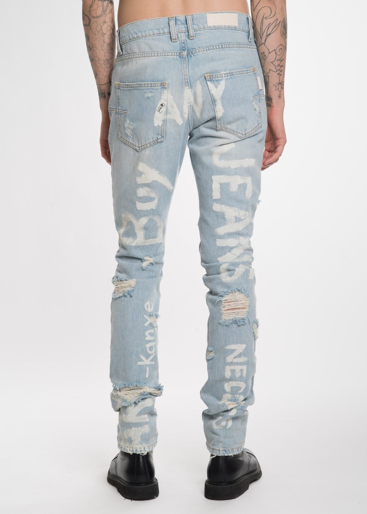 Ih Nom Uh Nit Destroyed Jeans with Print Pant - Blue | Garmentory