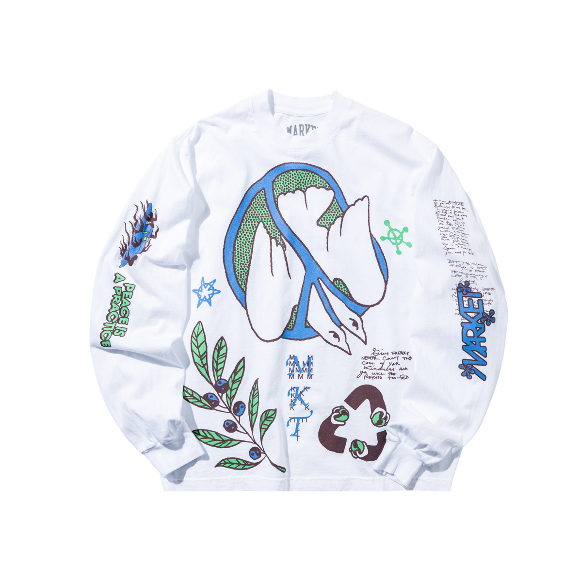 MARKET Peace Practice Longsleeve Tee - White - Image 1 of 6