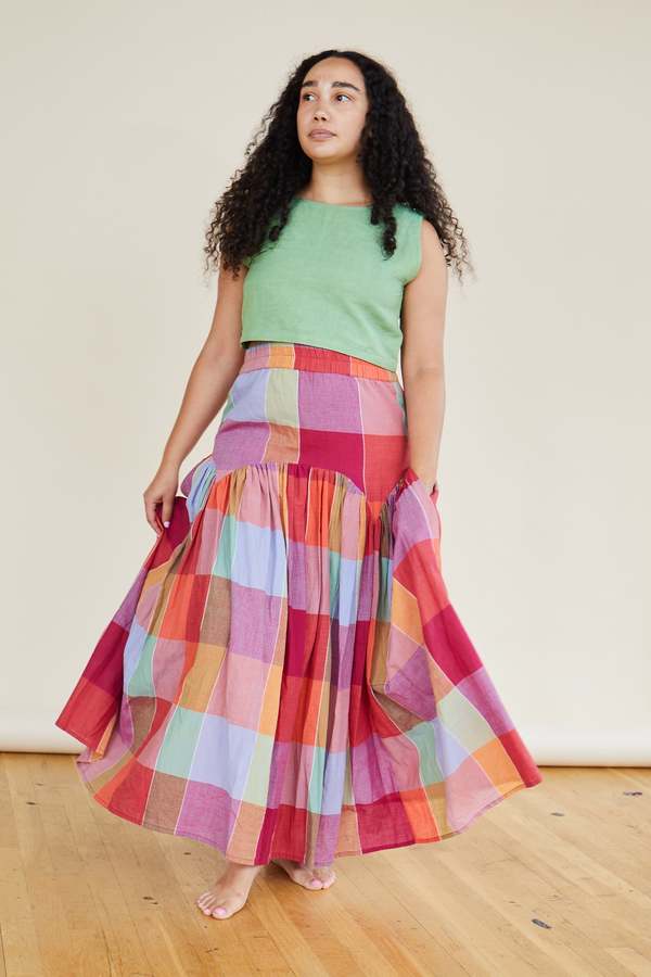 Rujuta Sheth Leila Skirt - Picnic Chex | Garmentory