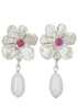 Mondo Mondo Flower Pearl Drop Earrings - Silver - Thumbnail 2