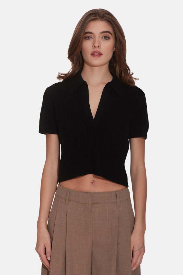 The Tile Club Farrah Short Sleeve Polo - Black