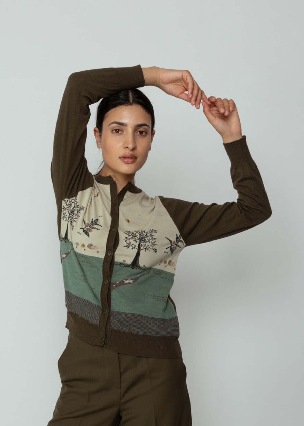 Antipast Olive Harvest Cardigan - Ivory/Khaki - Image 2 of 5