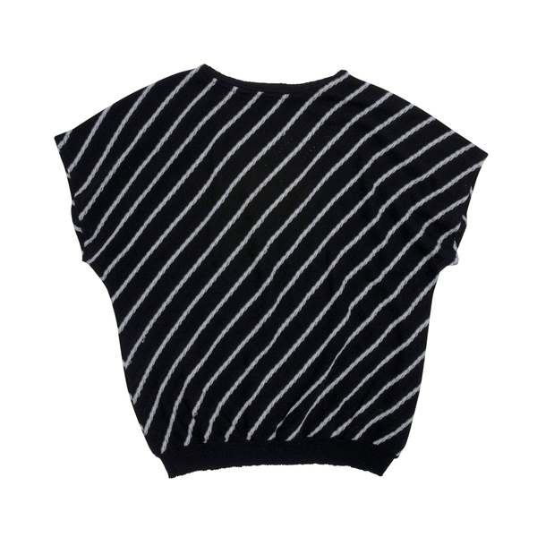 Sundazed Eyelet Ladder Lace Stitch Jewel Collar T Sweater - Black