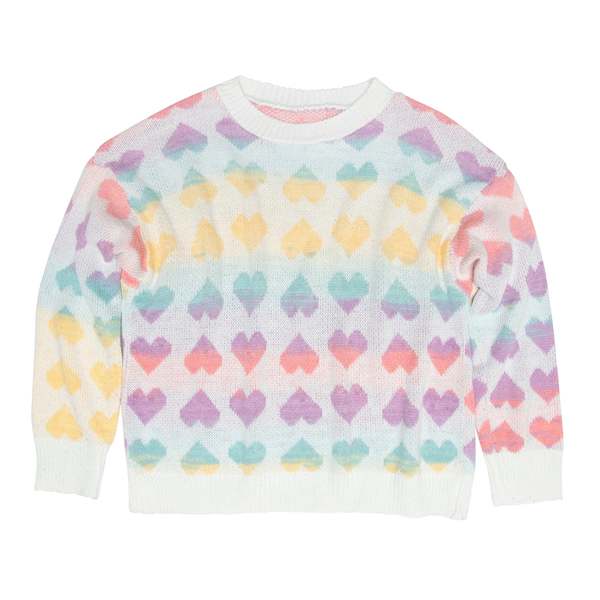 Sundazed Pop Art Intarsia Virgin Wool Stockinette Crewneck Pullover - Moonstone