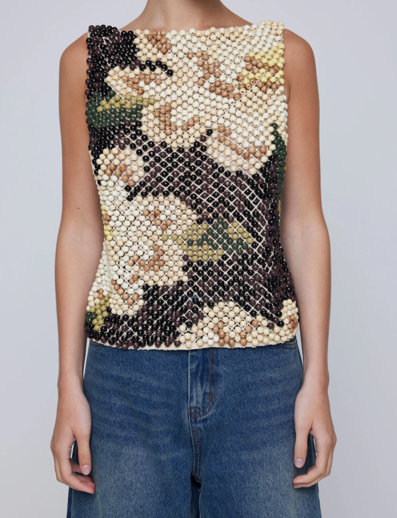 Wynn Hamlyn Wooden Beaded Top Wynn Hamlyn Wooden Beaded Top