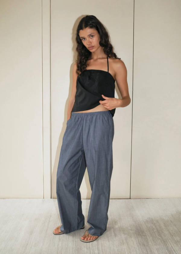 Deiji Studios Ease Trouser - Blue Pinstripe