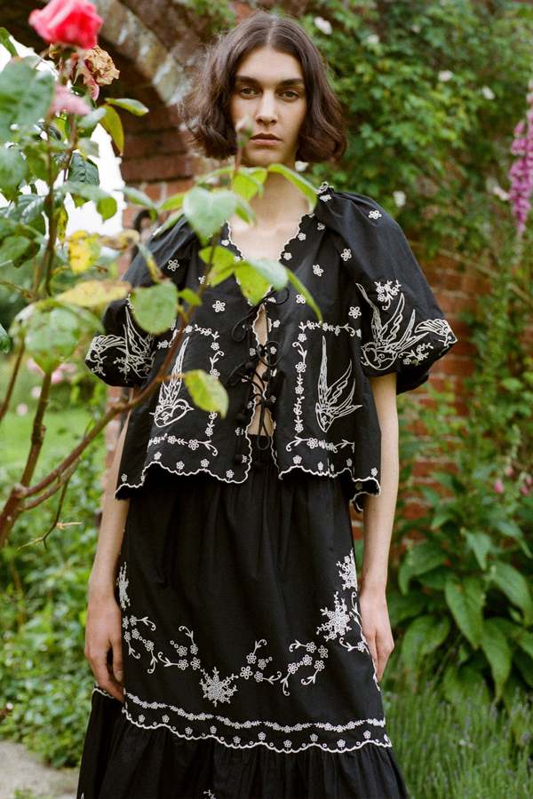 Sea NY Kingsley Embroidery Tie Front Top | Garmentory