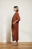 a mente Shawl neck draped woven midi dress - Thumbnail 3