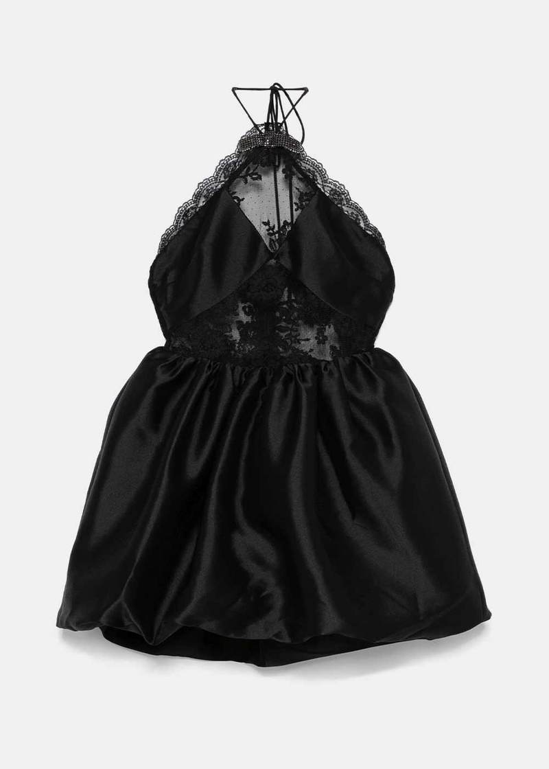 Self-Portrait Taffeta Halterneck Mini Dress - Black | Garmentory