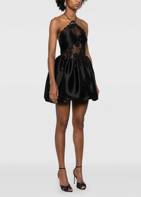 self-portrait pleated taffeta mini dress Self-Portrait - Taffet Embellished Dress Dresses Black