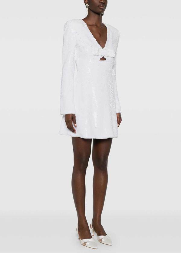 Self-Portrait Sequin Mini Dress - White | Garmentory Self-Portrait Sequin Mini Dress - White | Garmentory