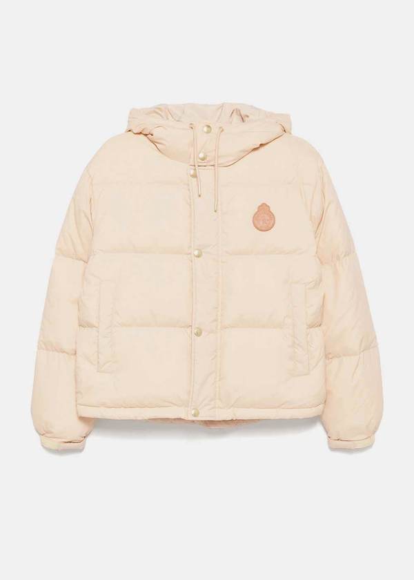 SPORTY & RICH Crown Puffer Jacket - Champagne/Tan