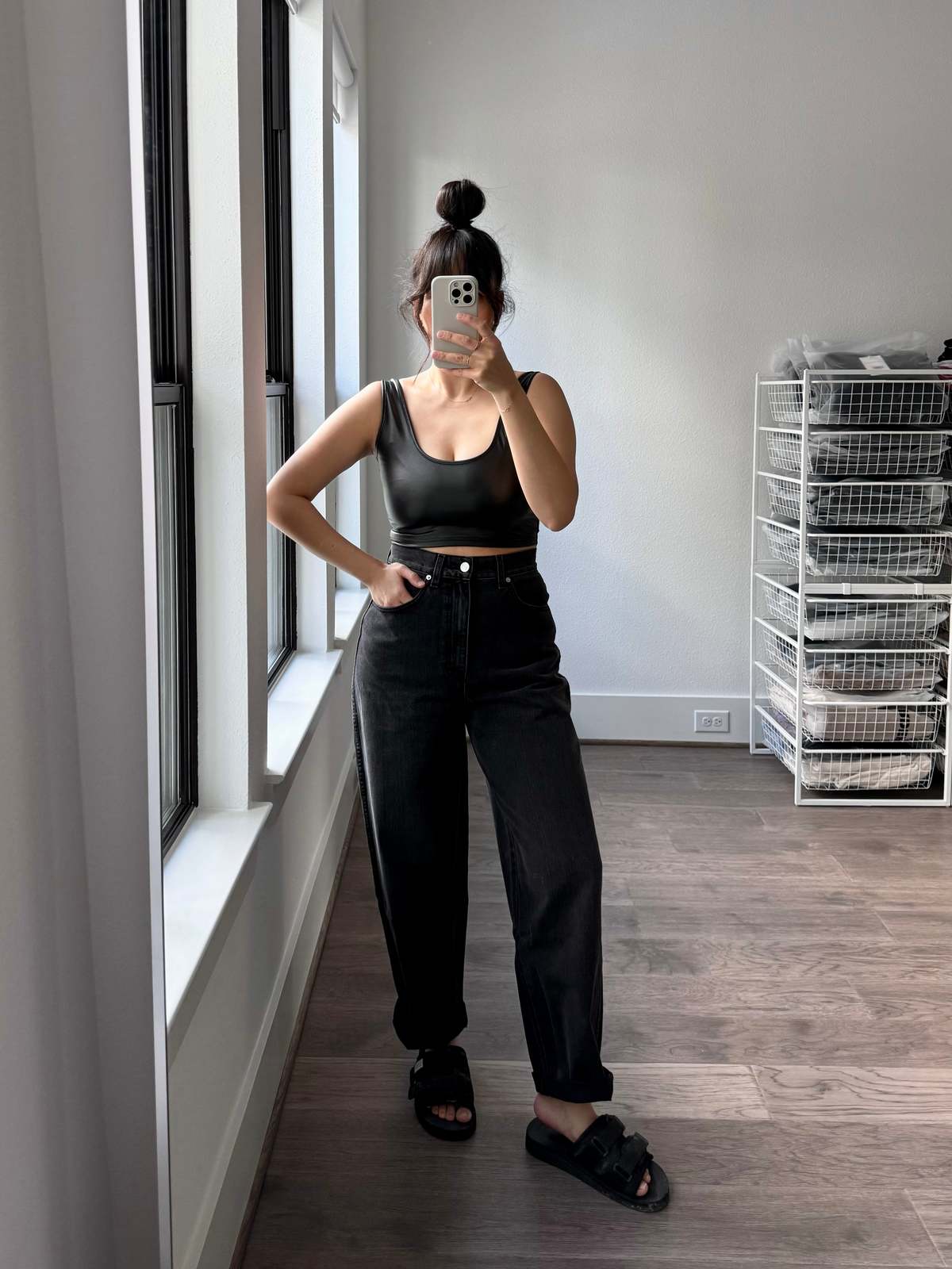 W48 90s Knockout Black Wide Baggy Jeans