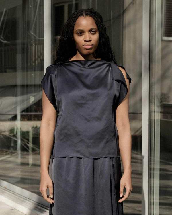 トップス Baserange clavo dress XS Baserange Clavo Dress - Blue Black | Garmentory