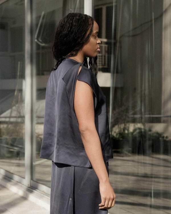 トップス Baserange clavo dress XS Navy Clavo Midi Dress by Baserange on Sale
