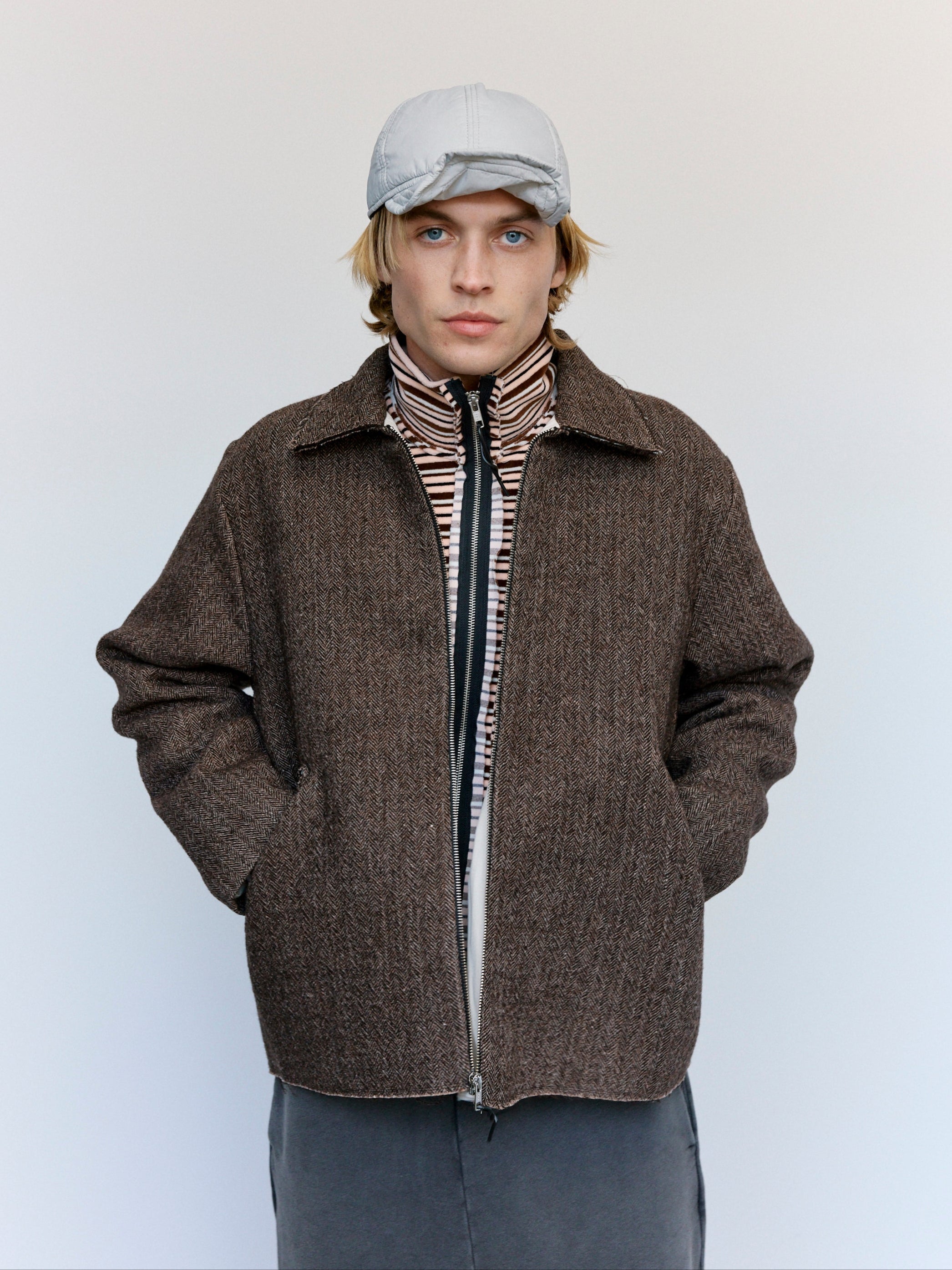 Camiel Fortgens Wool Herringbone Simple Jacket - Brown | Garmentory
