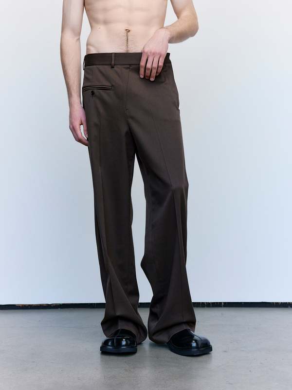 MM6 Maison Margiela Wool Sideways Trousers - Brown | Garmentory