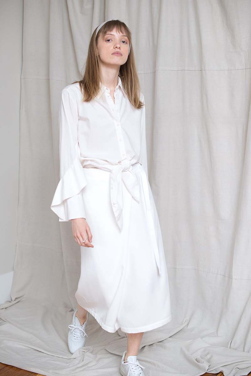 LOCLAIRE Tidal Wrap Skirt - Cloud