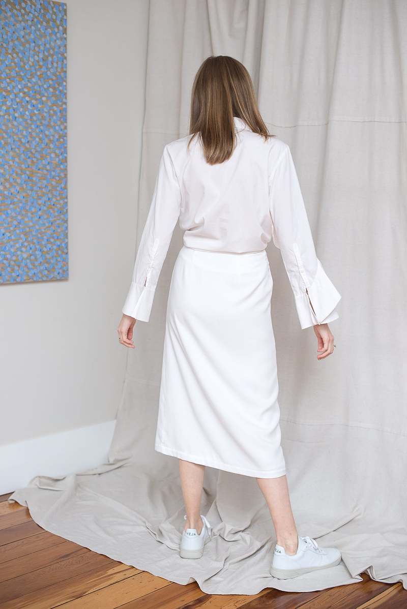 LOCLAIRE Tidal Wrap Skirt - Cloud