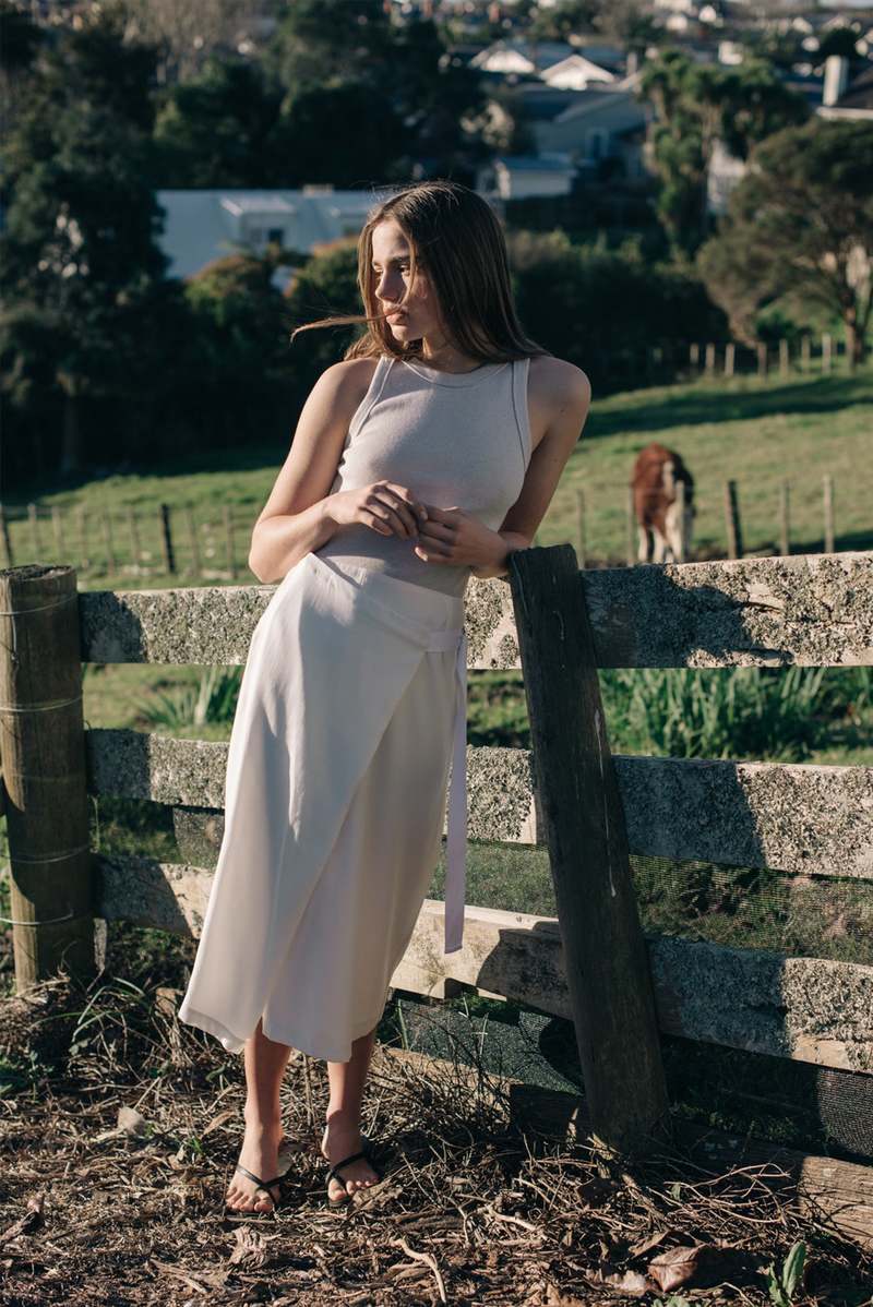 LOCLAIRE Tidal Wrap Skirt - Cloud