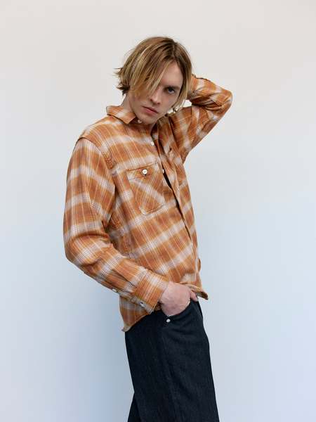 The Letters Rayon Gabardine Western Pajama Shirt - Black