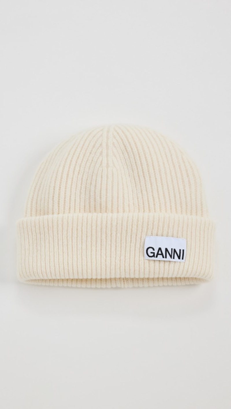 Ganni Light Structured Rib Knit Beanie | Garmentory