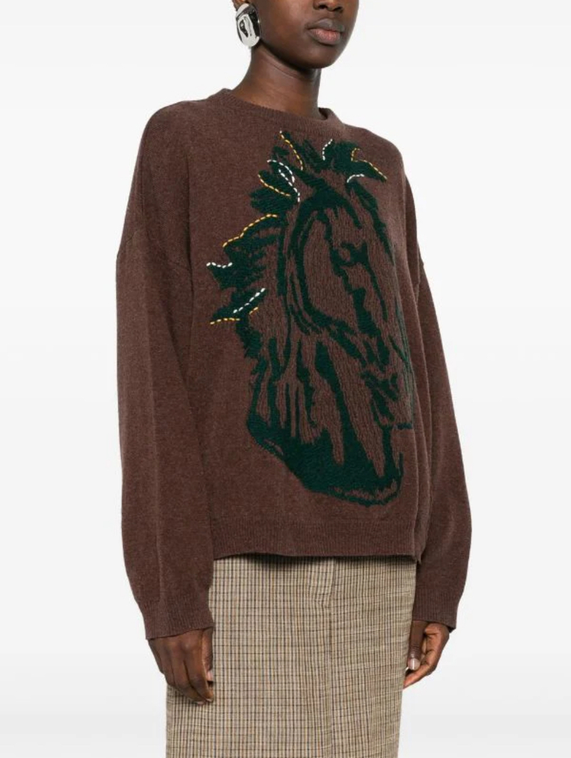 Henrik Vibskov Horse Head Knit Jumper Brown Garmentory