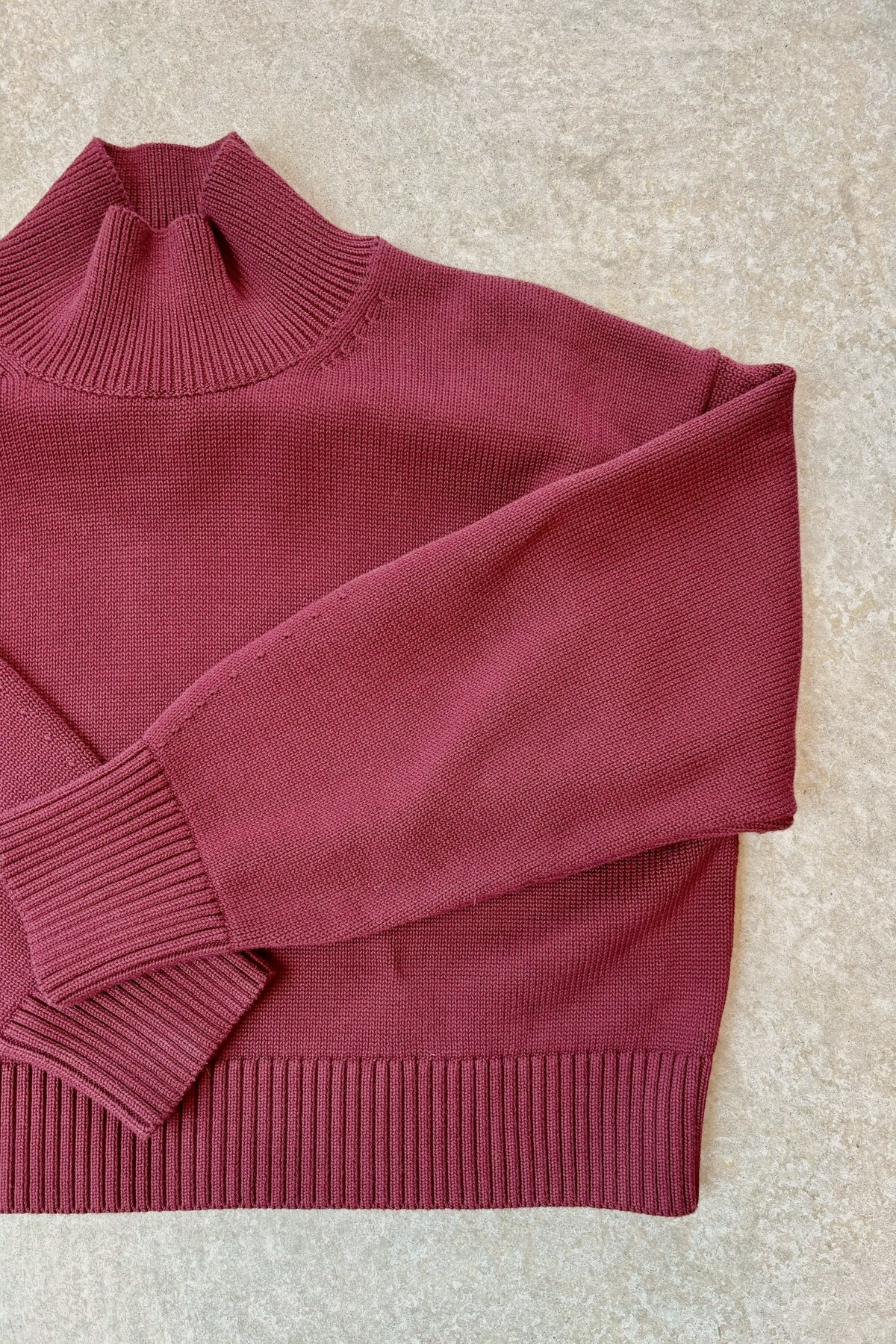 White + Warren Organic Cropped Standneck Sweater - Mulberry - Image 3 of 3