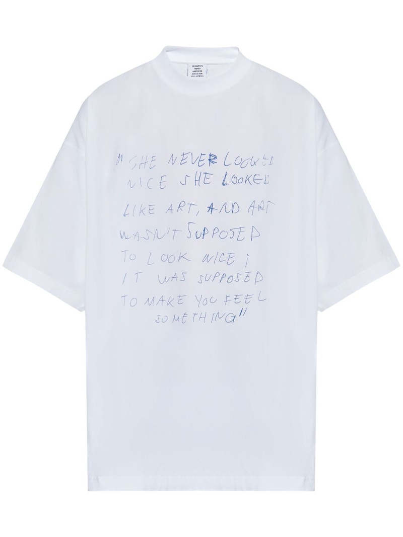 【VETEMENTS】lized Wrinkled Not Mom's Favorite Tシャツ VETEMENTS Black Metalized Wrinkled 'Not Mom's Favorite' T