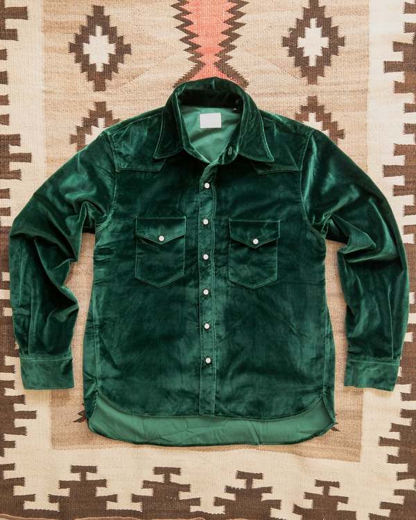 Wythe Velvet Pearlsnap Shirt - Pine Green | Garmentory