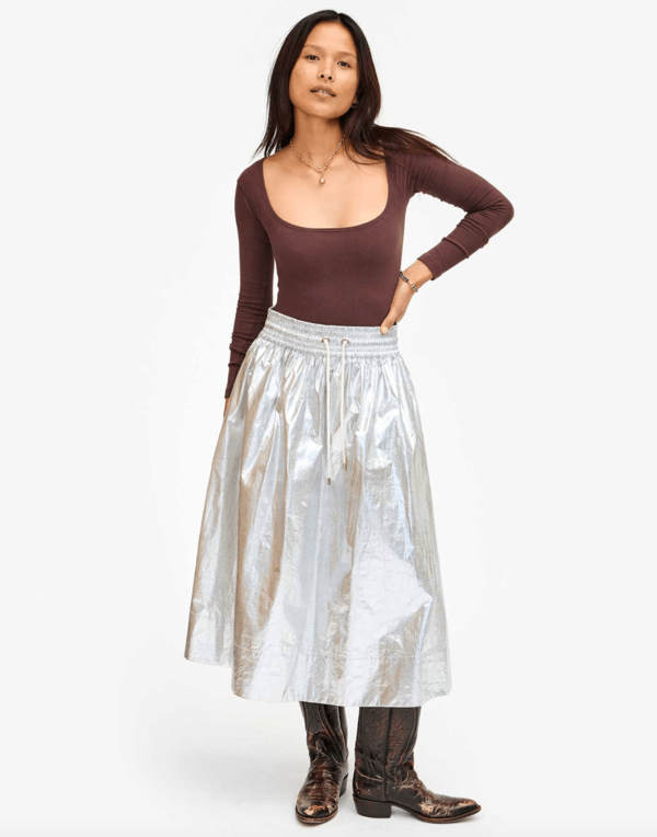 Clare V. Zoelle Metallic Skirt - Silver Clare V. Zoelle Metallic Skirt - Silver