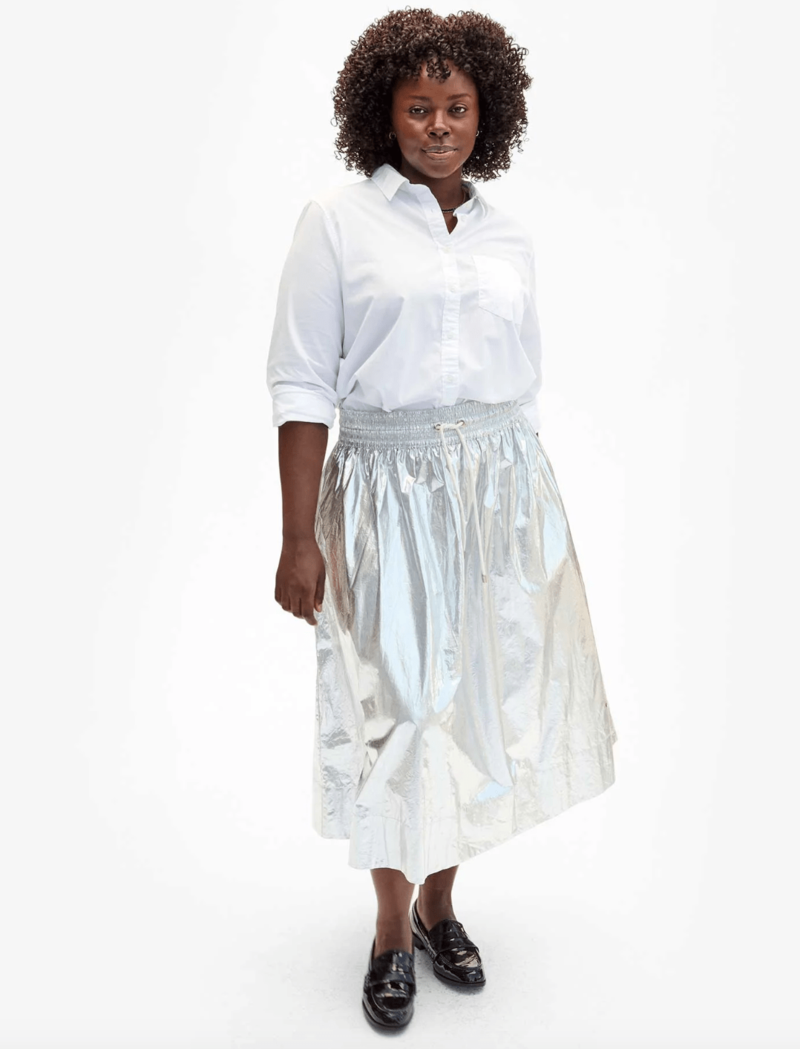 Clare V. Zoelle Metallic Skirt - Silver