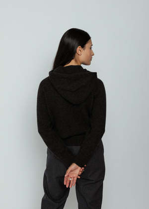 Evam Eva Seamless Cashmere Hoody - Charcoal | Garmentory