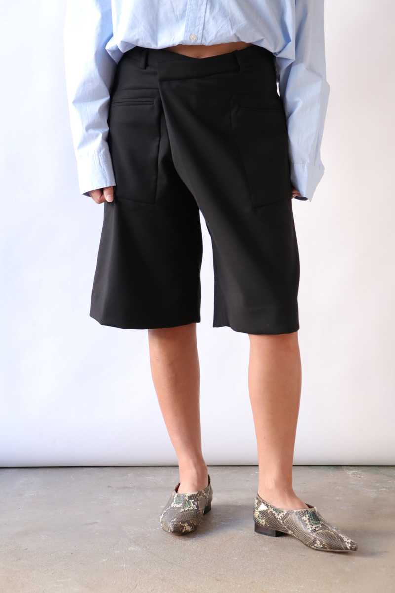 R13 Crossover Knee-Length Shorts - Black