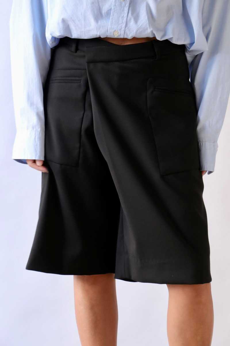 R13 Crossover Knee-Length Shorts - Black