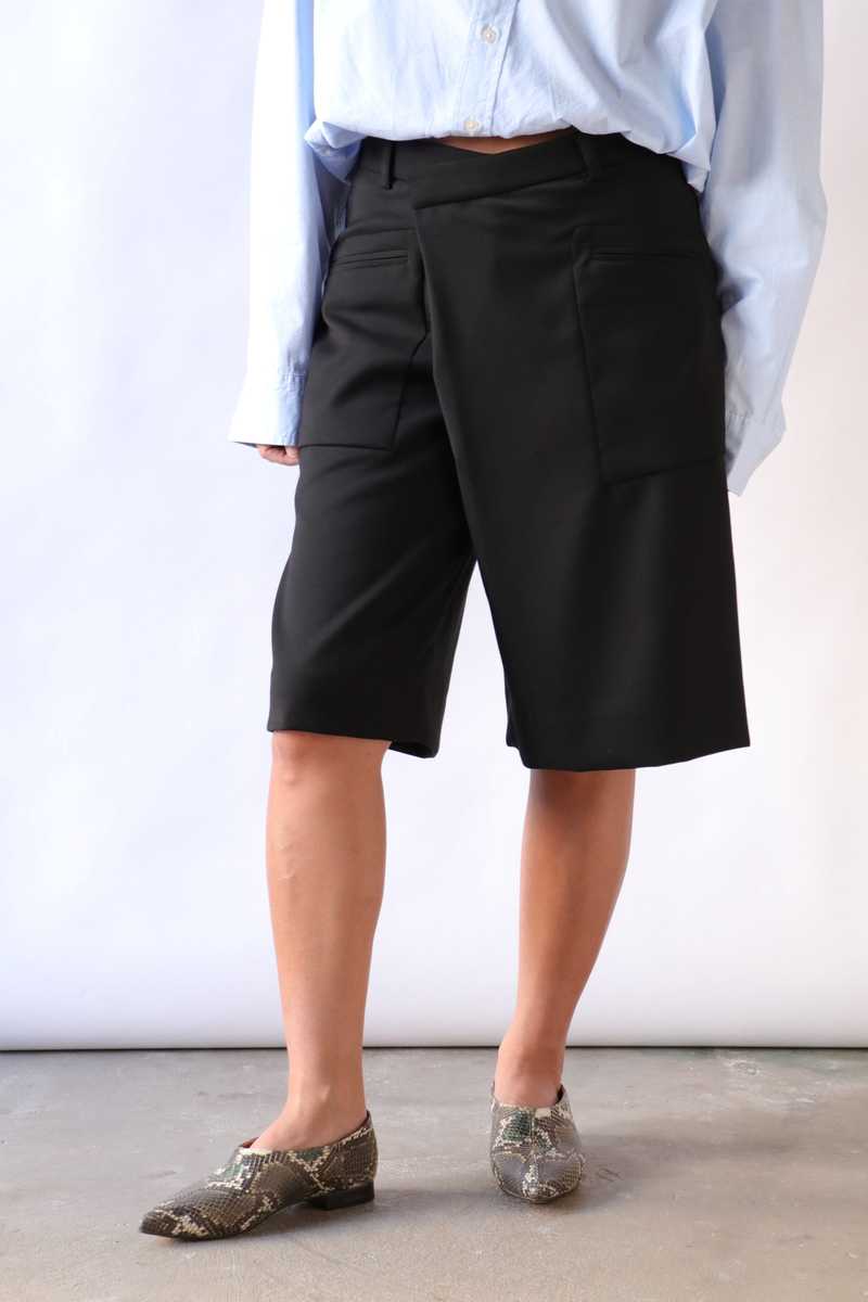 R13 Crossover Knee-Length Shorts - Black