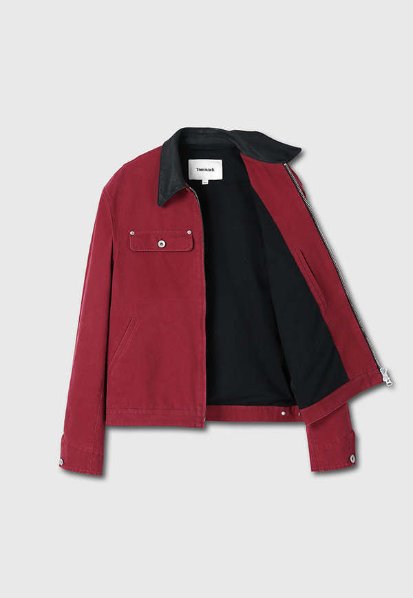 宅配便配送 TONYWACK Leather Collar Garment-Washed Zip Work Jacket ジャケット・アウター