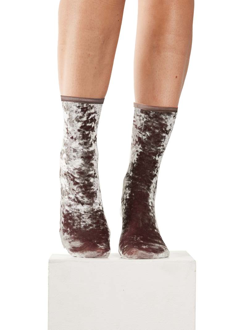 Simone Wild Hammered Velvet Ankle Socks - Rosewood