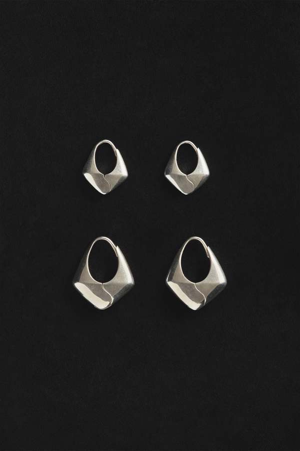 Sophie Buhai Large Pyramid Hoops Earrings - Sterling Silver