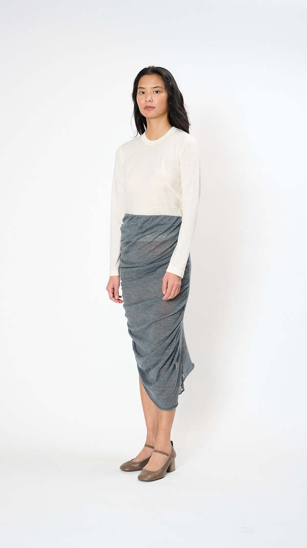24AW ISSEY MIYAKE AMBIGUOUS WOOL カットソー Issey Miyake Ambiguous Wool Skirt - Dew Gray | Garmentory