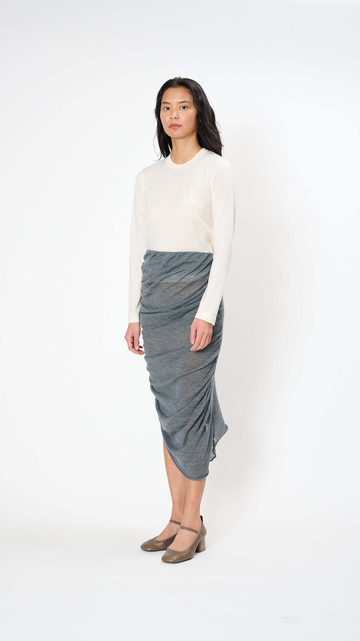 24AW ISSEY MIYAKE AMBIGUOUS WOOL カットソー Issey Miyake Ambiguous Wool Skirt - Dew Gray | Garmentory