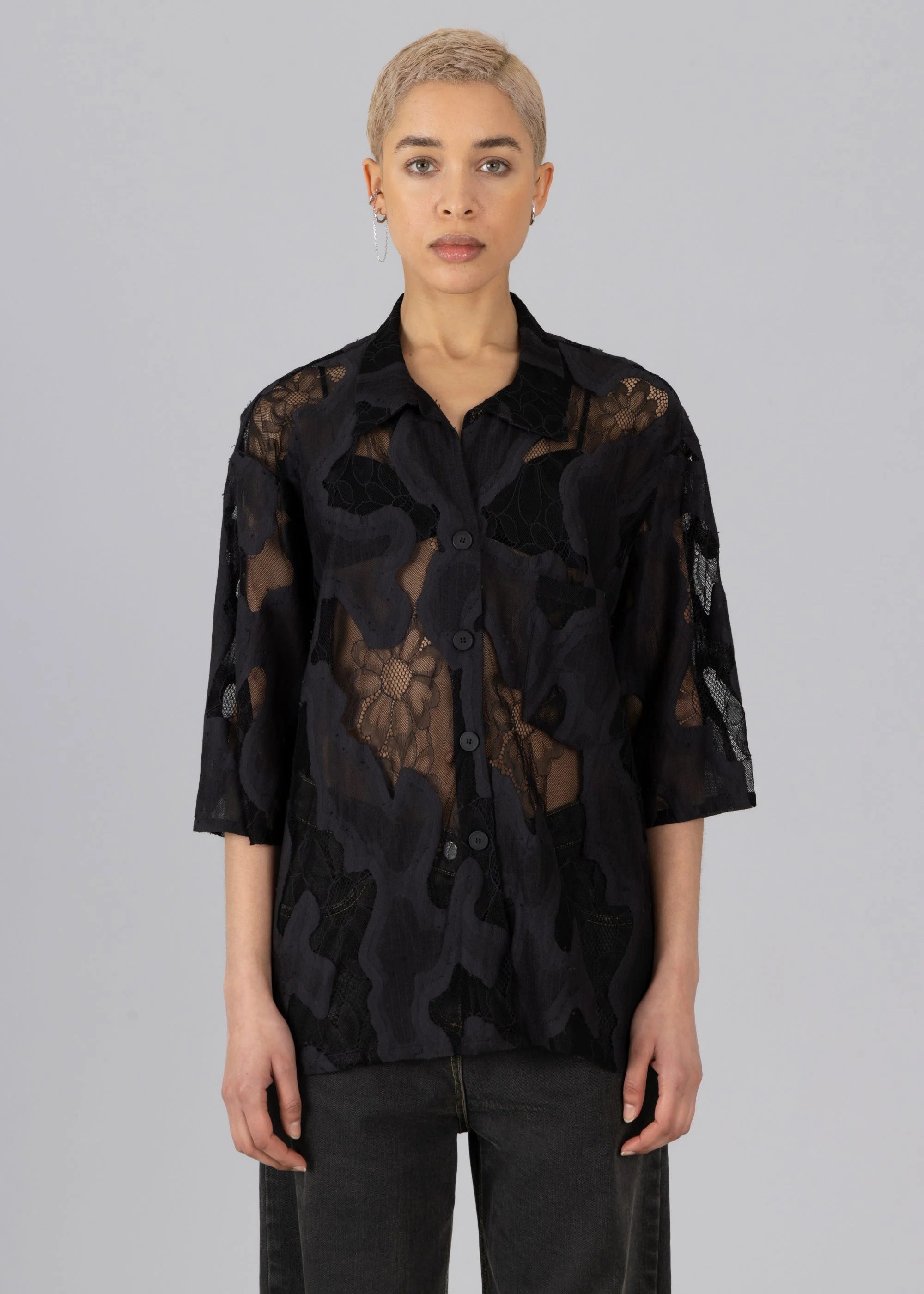 Oversized Sheer Lace Shirt • ESTHE