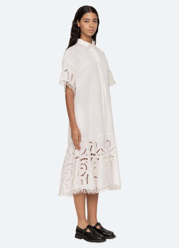 ★SEA NY★ Marja の刺繍入りシャツドレス ホワイト★送関込 Sea NY Marja Shirt Dress | Garmentory