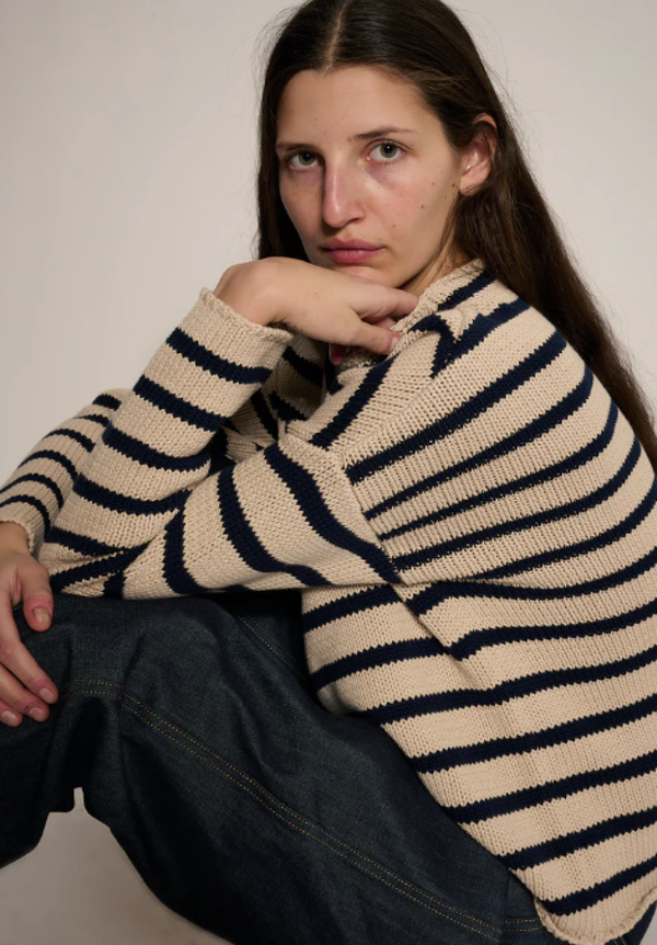 DemyLee Lamis Stripe Sweater - Natural/Navy