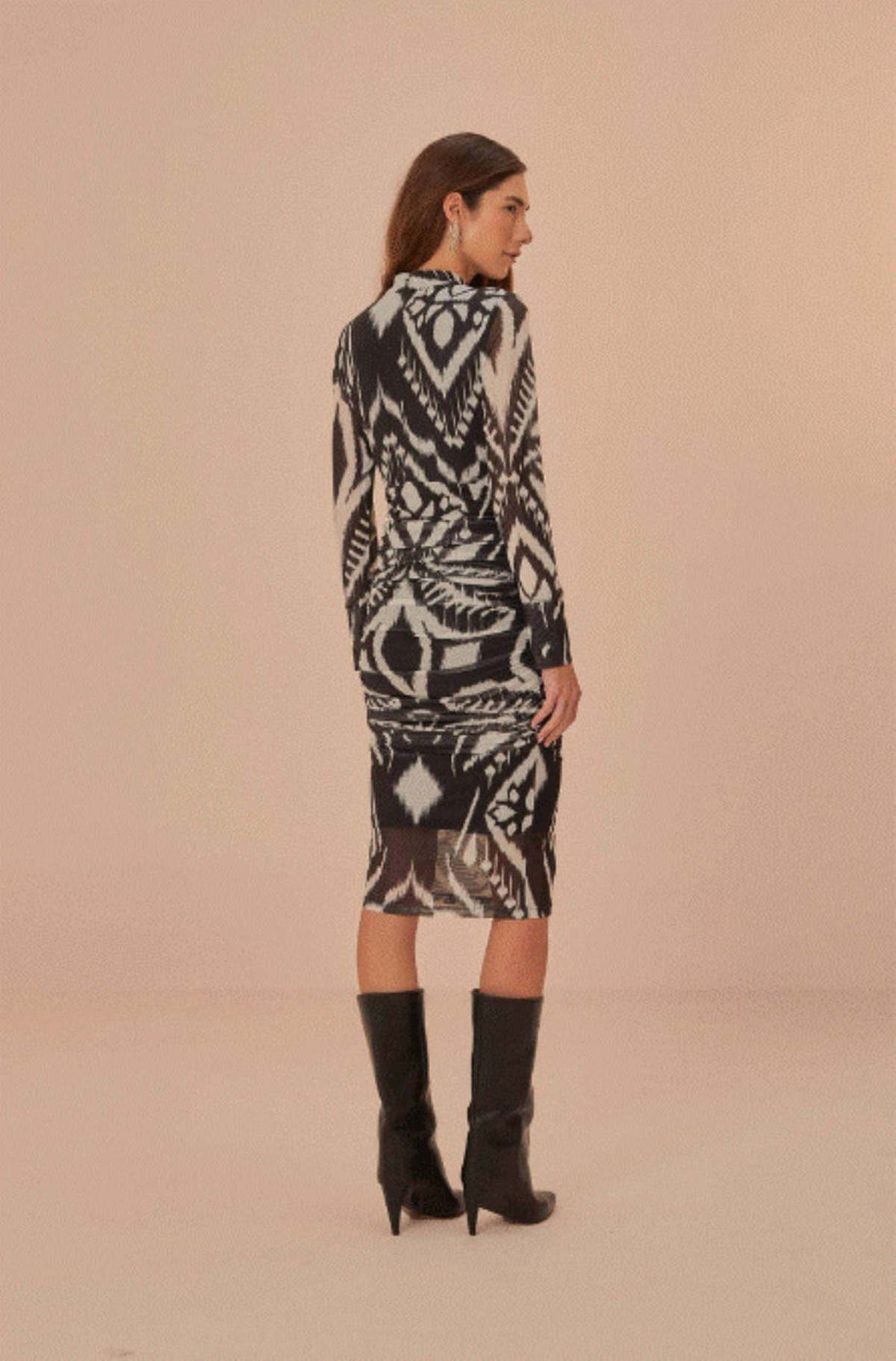 Farm Rio Pineapple Ikat Mesh Midi Dress - Black | Garmentory