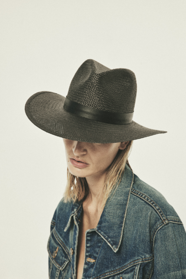 Janessa Leone Simone Packable Straw Hat - Black | Garmentory display picture 2