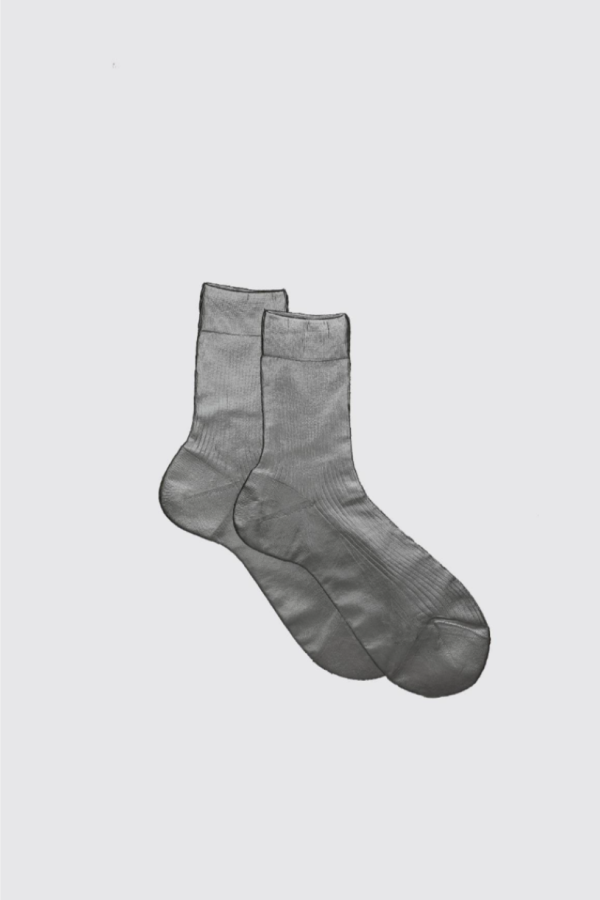 Maria La Rosa One Rib Laminated Metallic Sock - Fumo