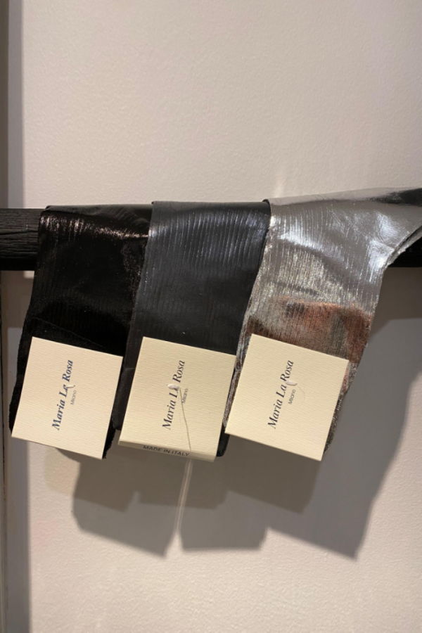 Maria La Rosa One Rib Laminated Metallic Sock - Fumo