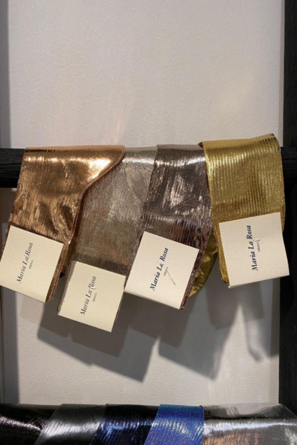 Maria La Rosa One Rib Laminated Metallic Sock - Gold