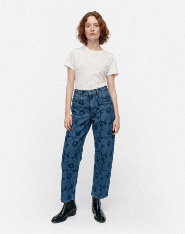 Marimekko Maridenim Unikko Barrel Jeans - Indigo | Garmentory